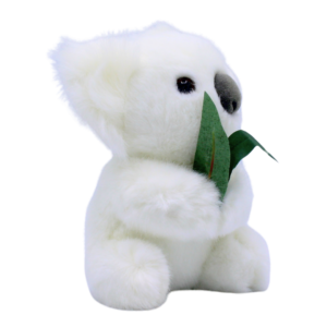 10667 side of Australian Made White Koala with Eucalyptus Leaf Plush Toy 20cm