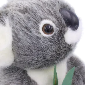10668 Close Up of Australian Made Koala with Eucalyptus Leaf Plush Toy 23cm