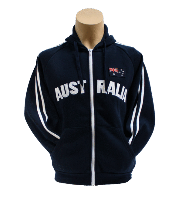 navy and white hoodie front
