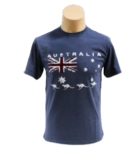 Flocked AUS Flag and Kangaroo T-Shirt