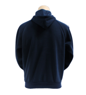 navy and white hoodie back