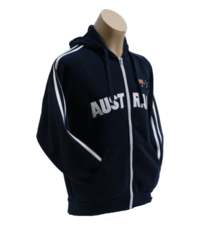 navy and white hoodie left