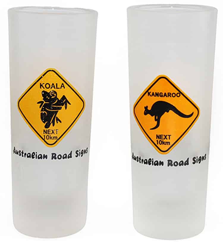 Australian Roadsign Tall Shotglasses 2 Pack Australia the Gift