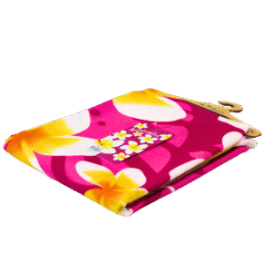 30017 Folded Pink Frangipani Beach Towel