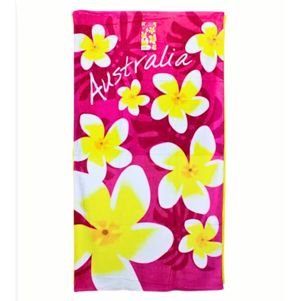 30017 Open Pink Frangipani Beach Towel