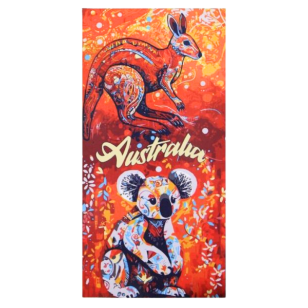 30951 Open Koala and Kangaroo Australian Mosaic Beach Towel