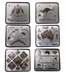 Silver Australiana Metallic Coasters