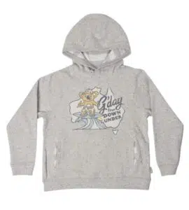 Grey Surfing Koala Boys Hoodie