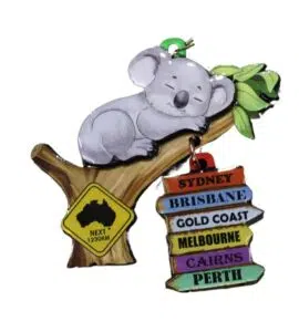 Sleeping Koala on Tree Ornament