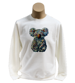 Jumper front with mosaic Koala graphic visible