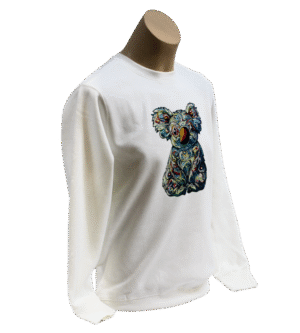 Jumper left with mosaic Koala graphic visible