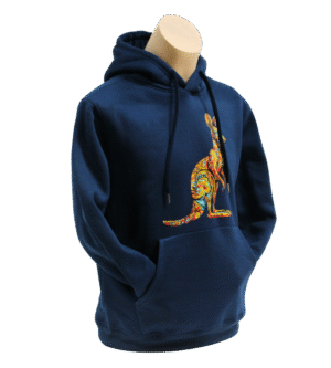 Hoodie left side with kangaroo graphic visible