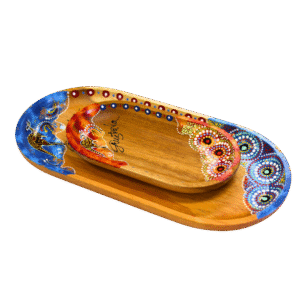 70094 And 70095 Stacked size small and medium Wooden Oval Dot Plate