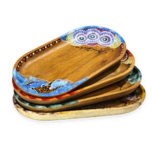 70094 Stacked Stacked size small Wooden Oval Dot Plate