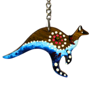 70874 Front of Wooden Dot Kangaroo Keyring Close Up