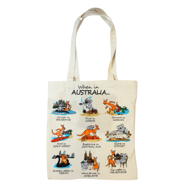 94859 Front of Exploring Australia Canvas Tote whole
