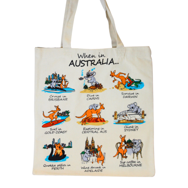 94859 Front of Exploring Australia Canvas Tote