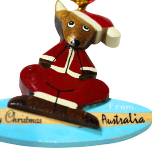 12101 Close Up of Surfing Santa Kangaroo Christmas Ornament