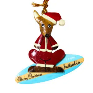 Surfing Santa Kangaroo Christmas Ornament
