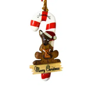 Kangaroo with Candy Cane Christmas Ornament