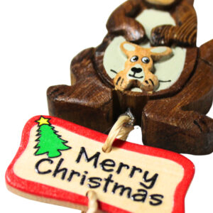 12133 Close Up of Kangaroo with Bell Christmas Ornament
