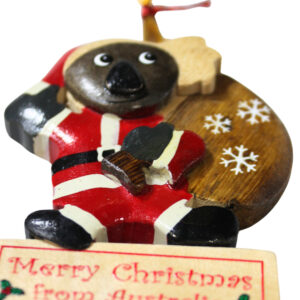 12155 Close Up of Santa Koala with Sack Christmas Ornament