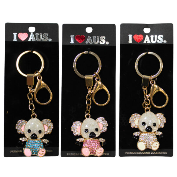 38113 Front of Gold Rhinestone Koala Keyring