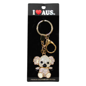 38113 White Rhinestone Koala Keyring