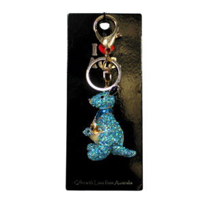 38209 Blue Gold Rhinestone Kangaroo Keyring