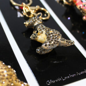 38209 Close Up of Gold Rhinestone Kangaroo Keyring
