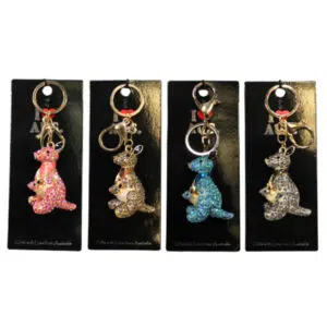 Gold Rhinestone Kangaroo Keyring