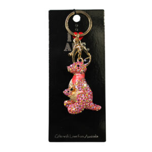 38209 Pink Gold Rhinestone Kangaroo Keyring