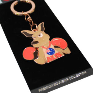 38612 Close Up of Rosegold Boxing Kangaroo Keyring