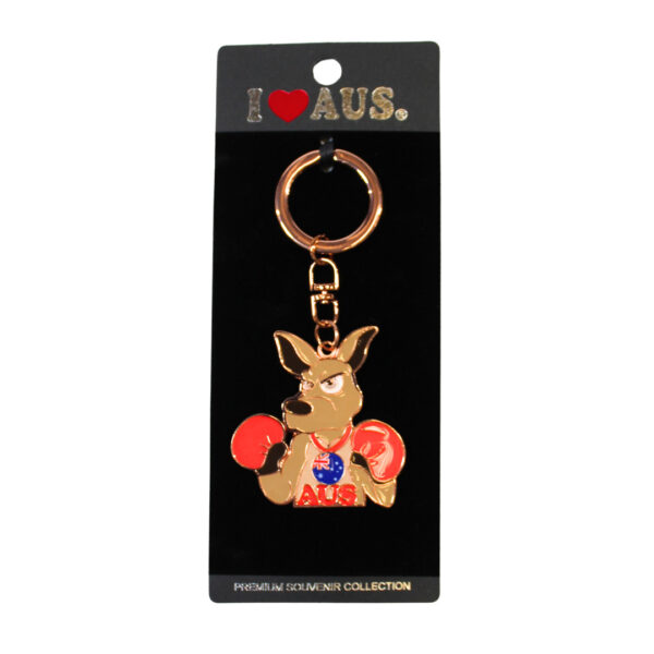 38612 Front of Rosegold Boxing Kangaroo Keyring