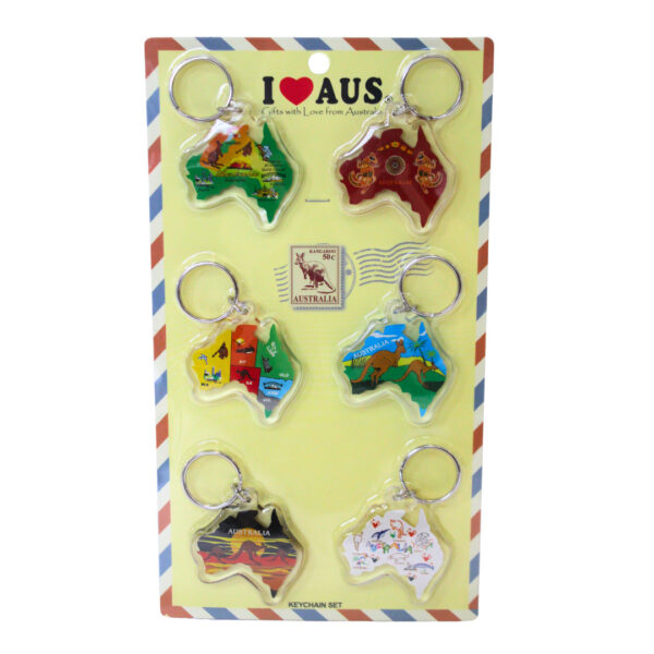 40008 Australia Map Keyring Pack In Packaging