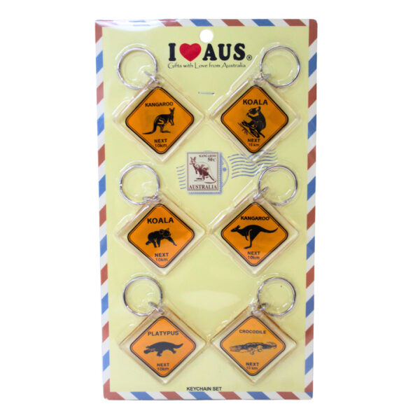 40011 Australian Roadsigns Keyring Pack In Packaging