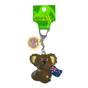 40018 Front of Wooden Koala and Flag Keyring