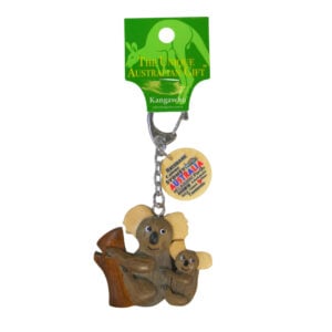 40183 Front of Wooden Koala and Baby Keyring