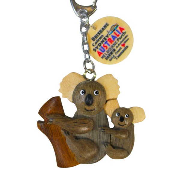 40183 Main Wooden Koala and Baby Keyring