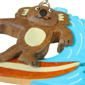 40352 Close Up of Wooden Surfing Koala Keyring