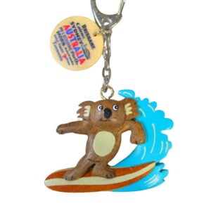 Wooden Surfing Koala Keyring