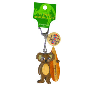 40353 Front of Wooden Koala with Surfboard Keyring