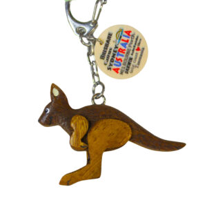 Wooden Kangaroo Keyring