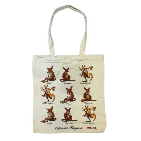 94860 Front of Caffeinated Kangaroos Canvas Tote