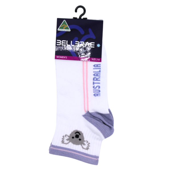 18541 Front of White Koala Ankle Socks