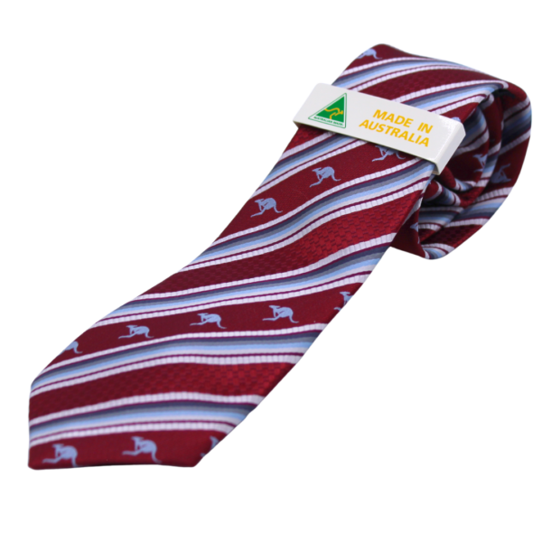 18566 Front of Burgundy Stripe Roo Tie