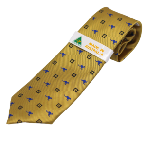 18575 Front of Men's Repeating Roo Tie gold