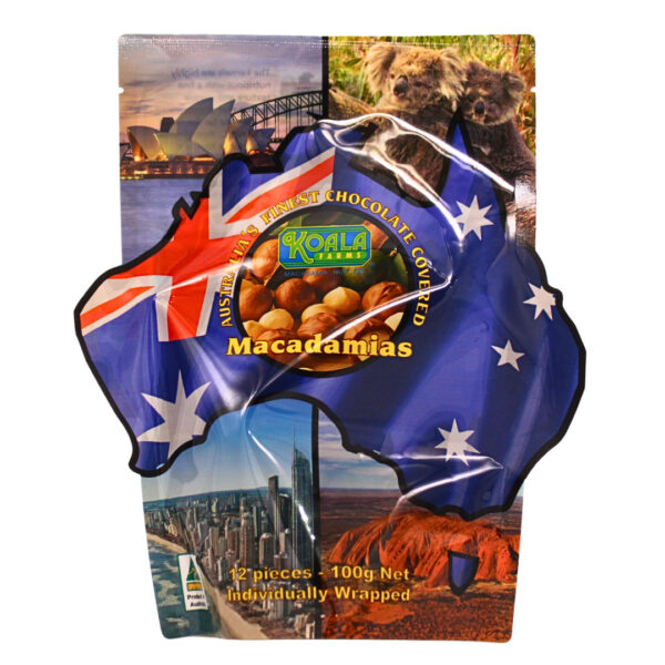61681 Front of Australian Chocolate Macadamia Pouch 100g