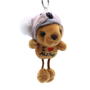 Kangaroo in Koala Hat Plush Keyring