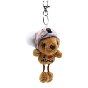10664 Front of Kangaroo In Koala Hat Plush Keyring